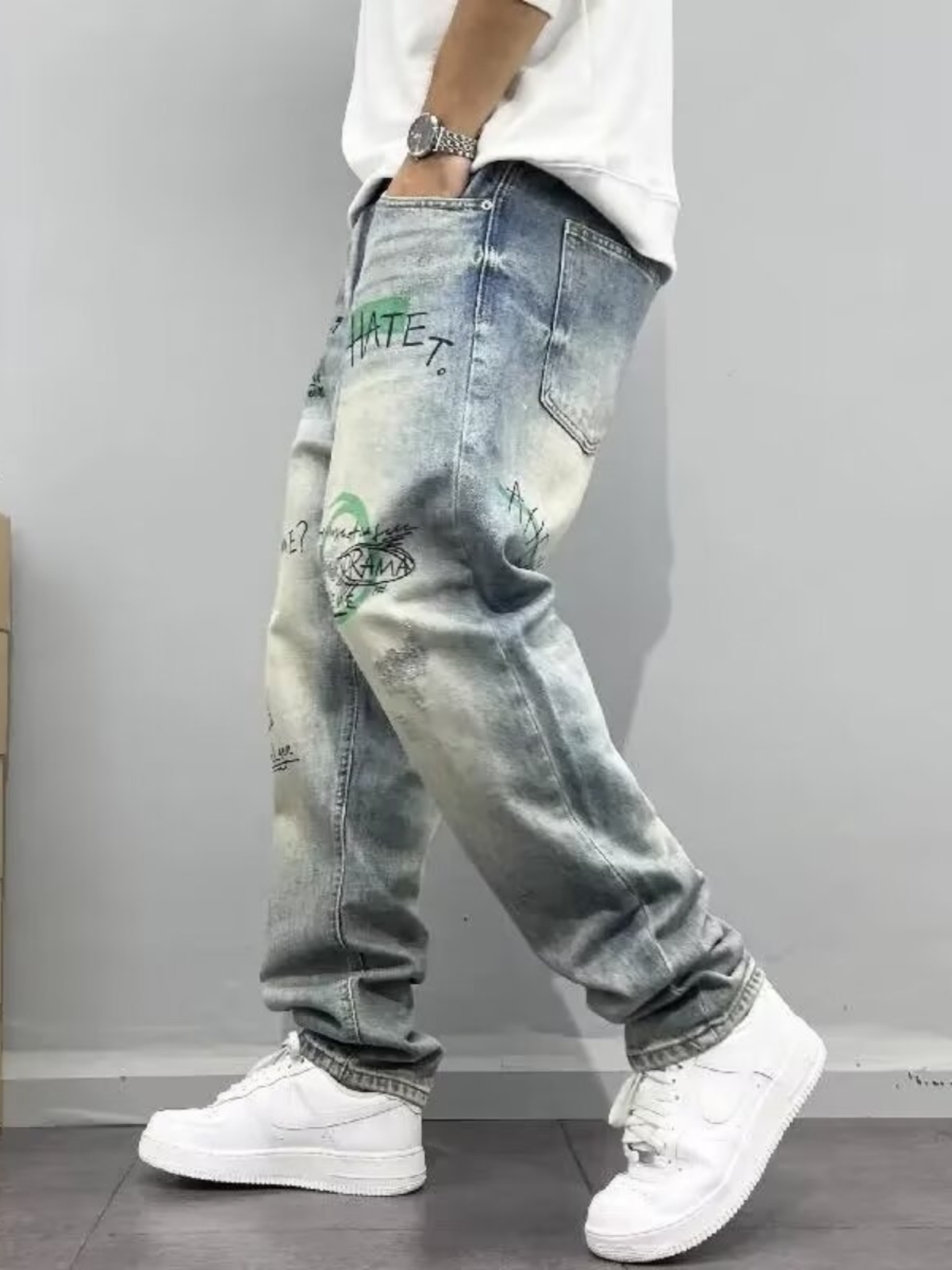Streetwear Brand Denim - Retro American Streetwear Men's Loose Fit