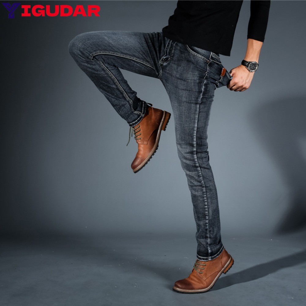 Streetwear Brand Denim - Fashion Minimalist Stretch Jeans Mens Skinny