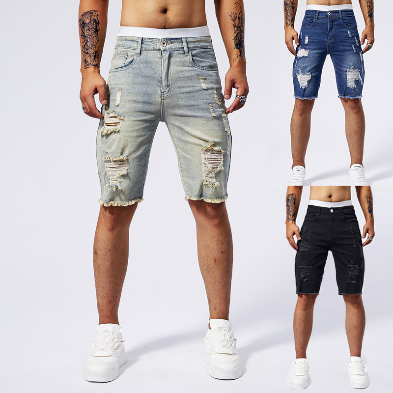 Streetwear Brand Denim - 2025 Summer New Men's Ripped Denim
