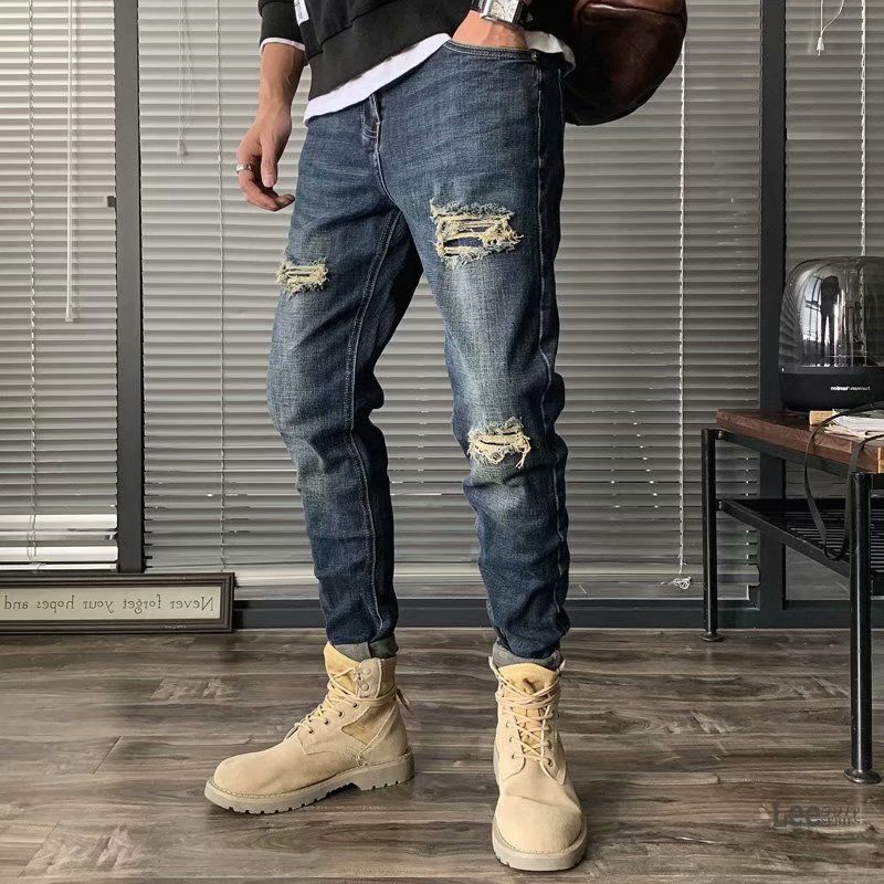 Streetwear Brand Denim - Ripped Jeans Men's Autumn New Korean