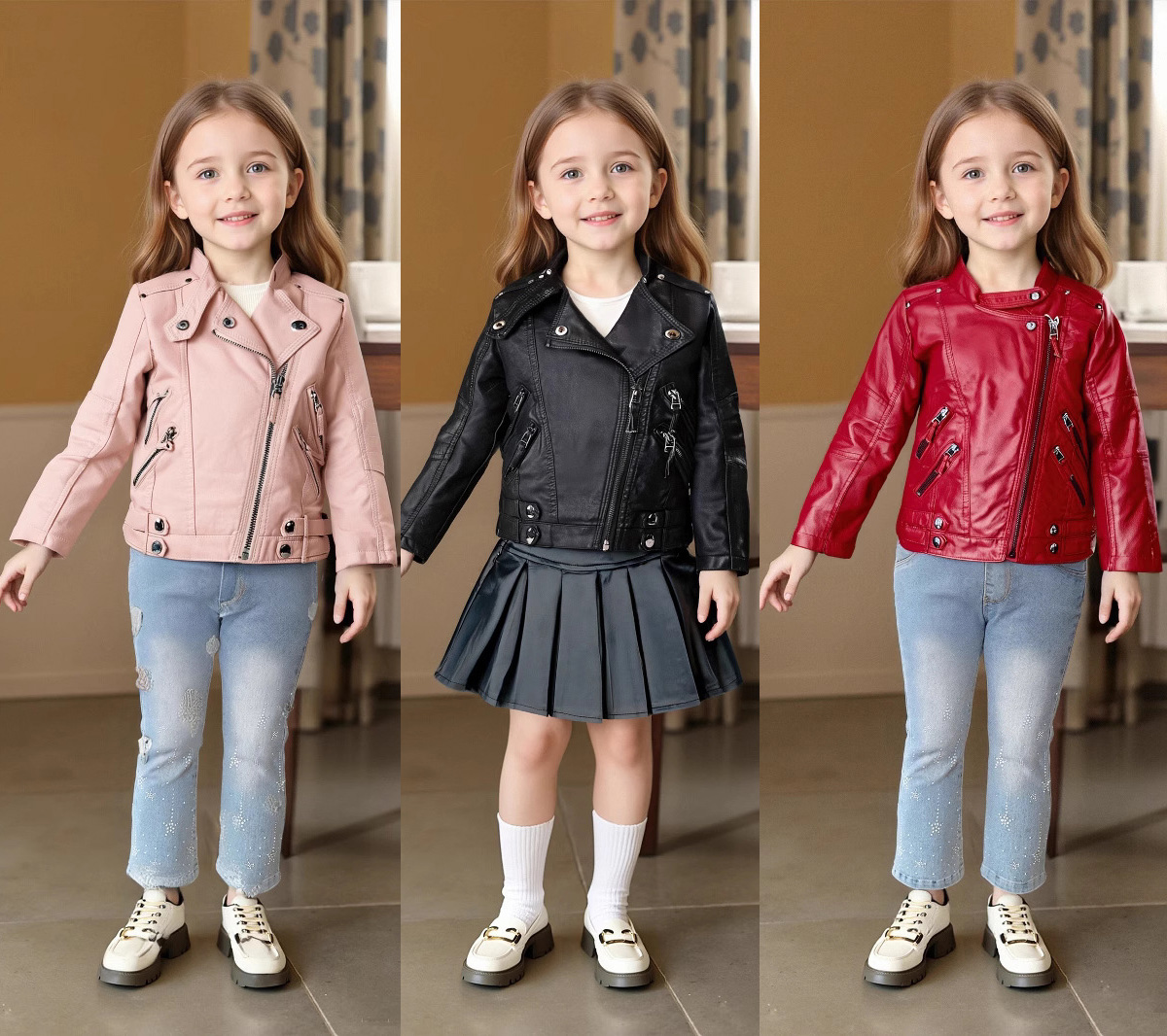 Streetwear Brand Photography - 2-12Y Girls Christmas Pink Red Motorcycle