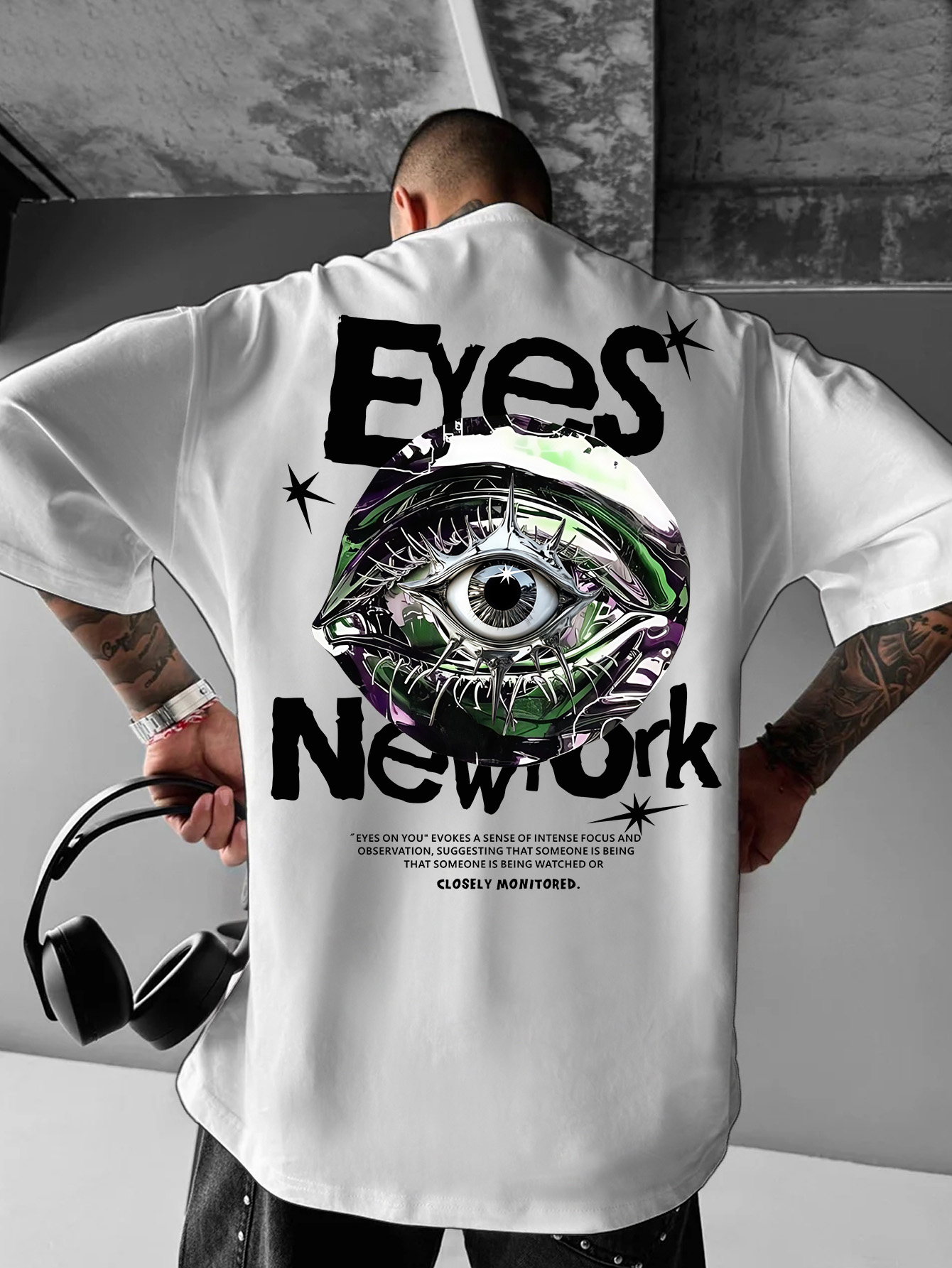 Streetwear Brand With Eye - Men's Oversized New York Gothic Streetwear