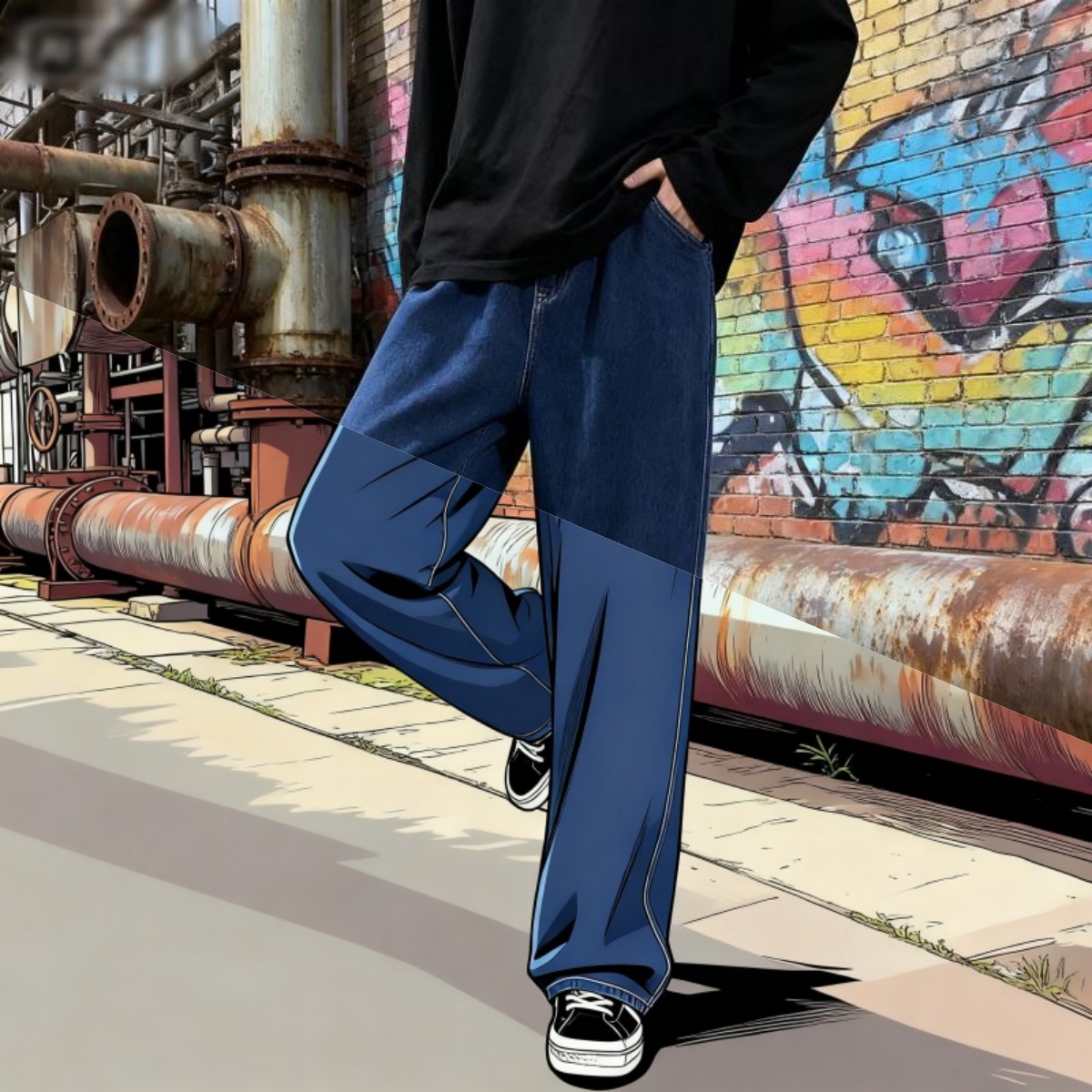 Streetwear Brand Denim - Korean Style Streetwear New Fashion Baggy